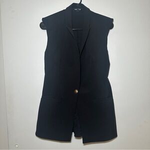 Sleeveless Black Longline Vest Jacket - Women